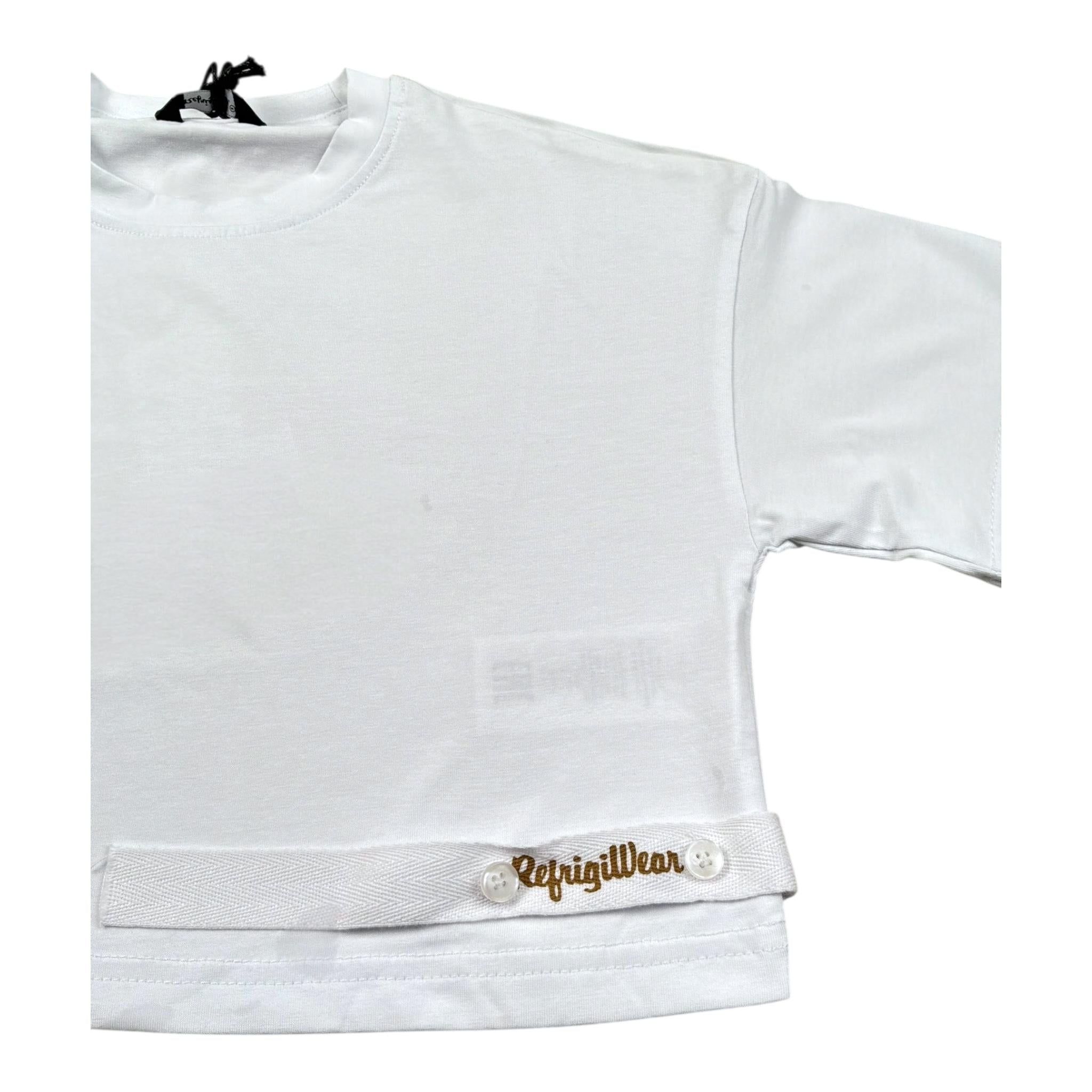Refrigiwear T-Shirt Girocollo Tinta Unita con Logo per Bambina 308TRFJS25 BIANCO REFRIGIWEAR 