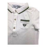 Tartine Et Chocolat Polo Shirt Half Sleeve Solid Color With Contrasting Trim White/Green For Newborns