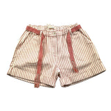Zhoe &amp; Tobiah Solid Color Striped Shorts With Beige Belt For Girls