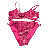 4Giveness 2 Piece Swimsuit Solid Color Bandeau Top and Panties Set for Girls Pink