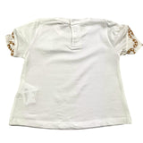 Le Bebe' Solid Color Crew Neck T-Shirt With Contrasting Sleeves White for Baby Girls
