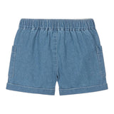 Moschino Short In Denim Tinta Unita con Stampa per Bambina MUQ019 BLU MOSCHINO 