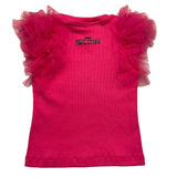 Aniye By Girl Solid Color Tank Top With Fuchsia Tulle For Girls