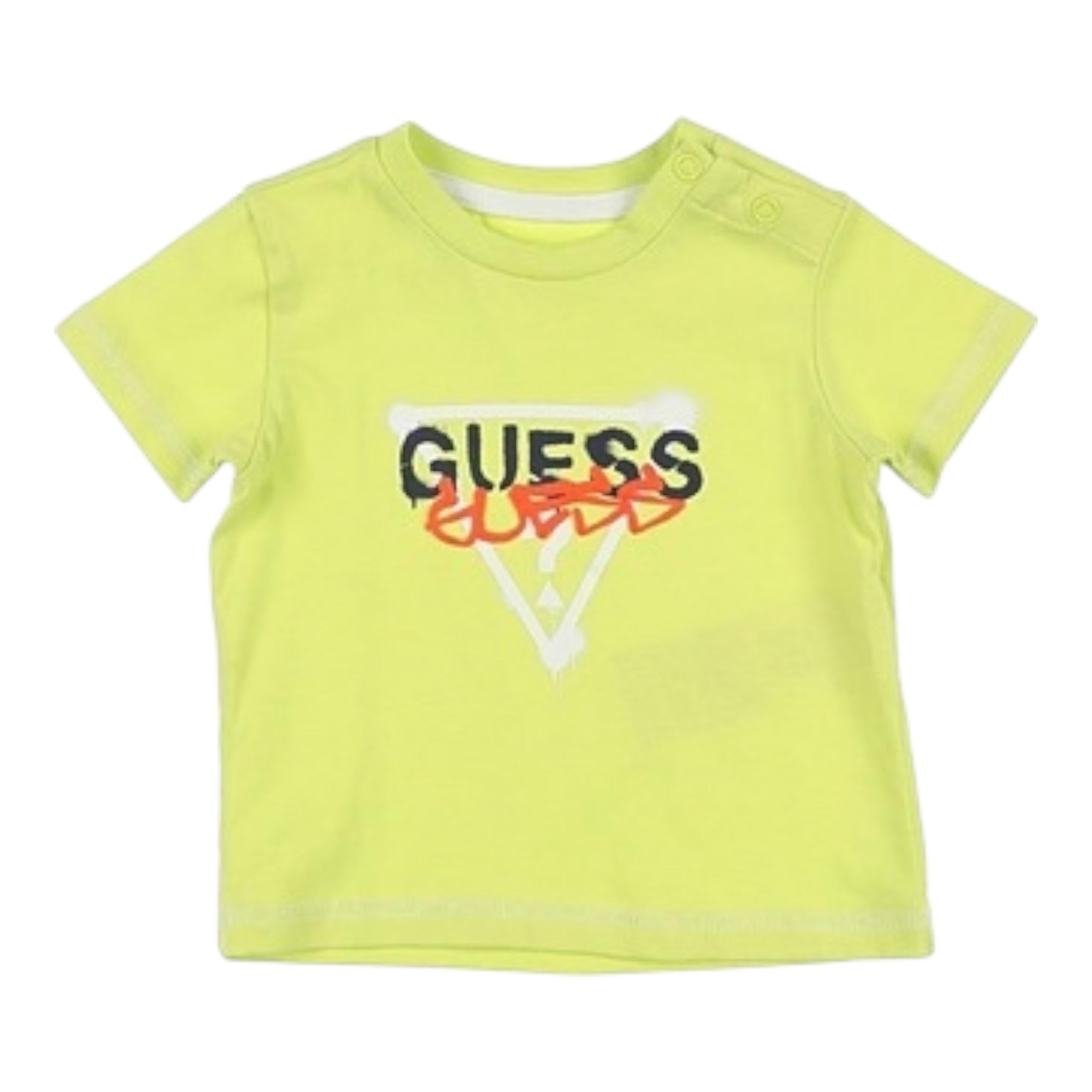 Guess T-Shirt Tinta Unita con Stampa per Neonato I3RI02K8HM0 VERDE GUESS 