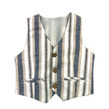 Never Too Solid Color Vest With Buttons And Beige Striped Pattern For Newborn