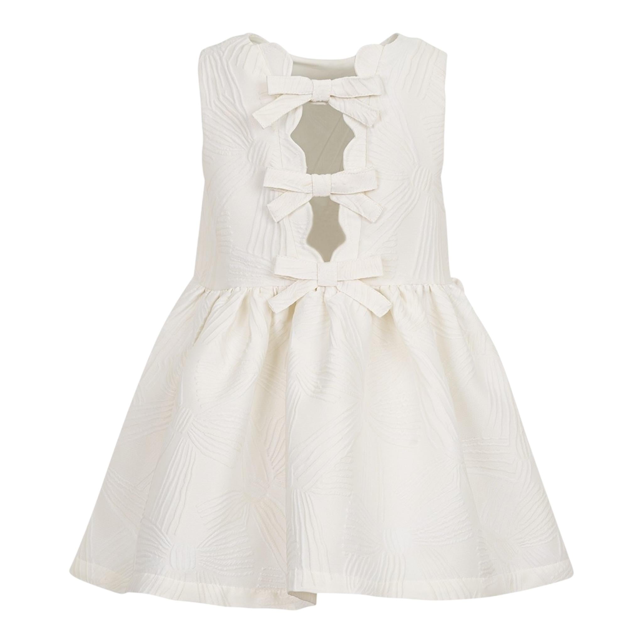 Simonetta Abito Tinta Unita Giromanica con Fiocco per Bambina SW1A82 BIANCO SIMONETTA 