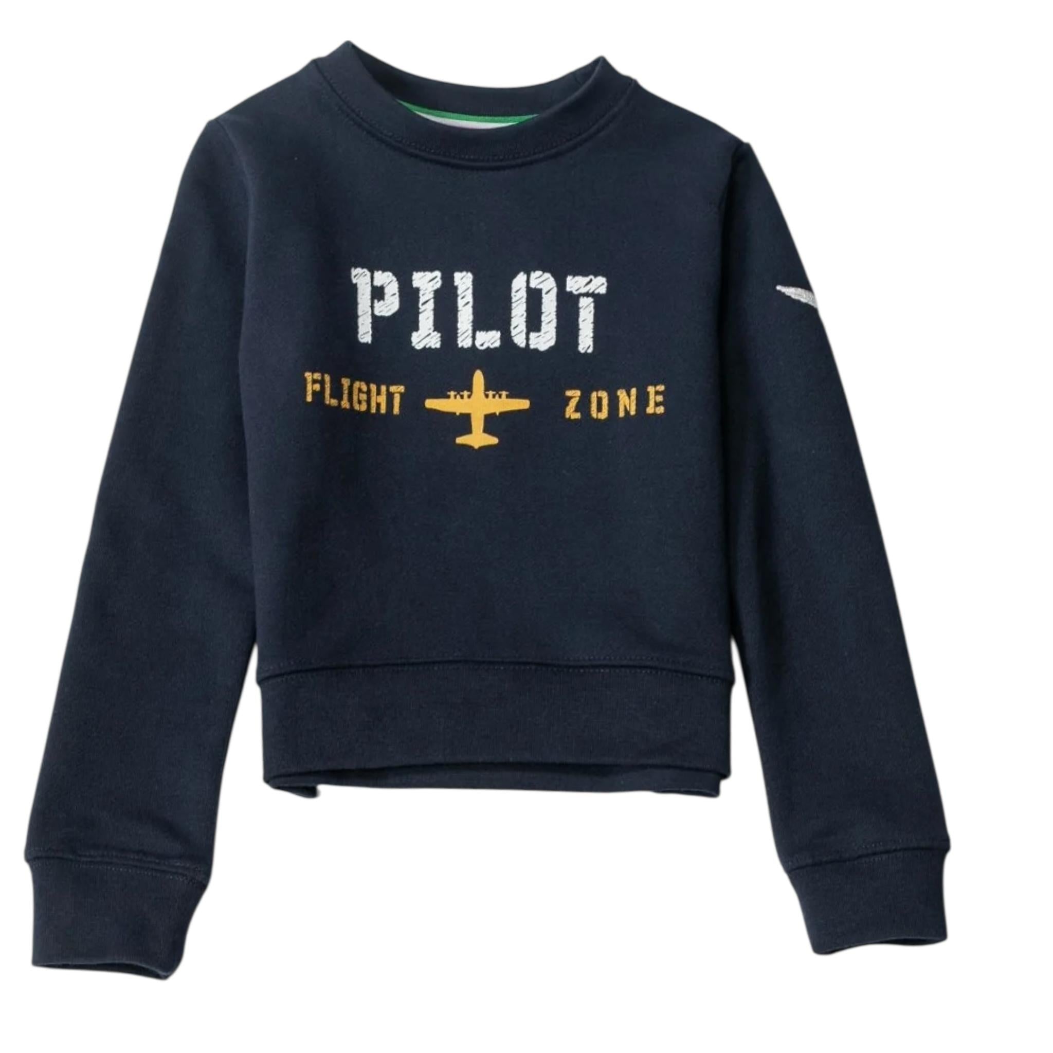 AERONAUTICA MILITARE felpa tinta unita girocollo con stampa Blu per Neonato 242FE0002AJRF758 BLU AERONAUTICA MILITARE 
