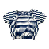 Zhoe &amp; Tobiah Two-Tone T-Shirt With White/Blue Stripe Pattern For Girls
