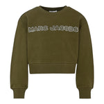 MARC JACOBS felpa chiusa girocollo tinta unita con stampa logo brillantinata Verde per Bambina W60263 VERDE MARC JACOBS 