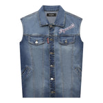Dsquared2 Giubbino Modello Smanicato In Denim per Bambino DQ2123 BLU DSQUARED2 