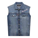 Dsquared2 Giubbino Modello Smanicato In Denim per Bambino DQ2123 BLU DSQUARED2 