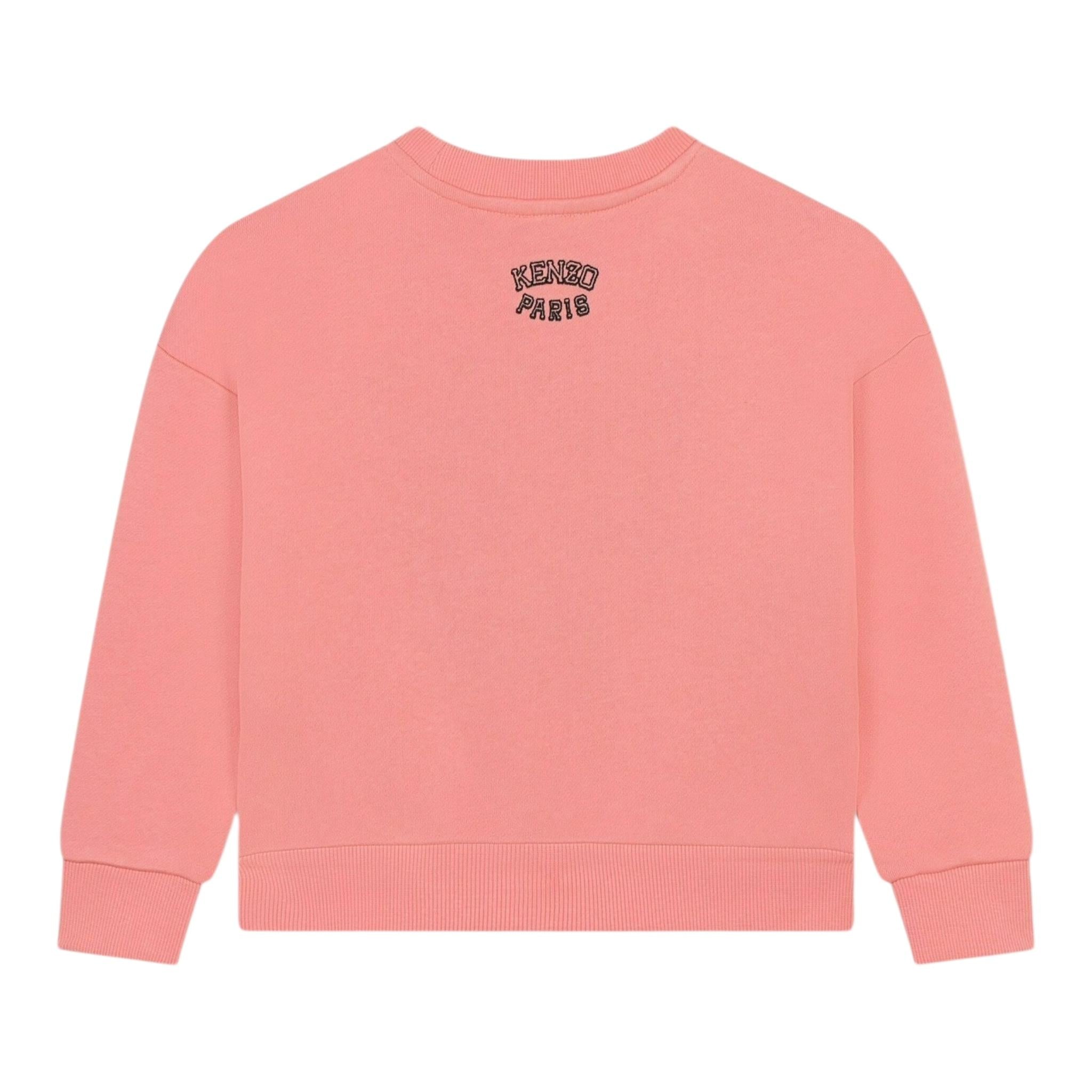 KENZO felpa chiusa girocollo tinta unita con stampa Rosa per Bambina K60692J ROSA KENZO 