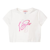Liu Jo Solid Color Crew Neck T-Shirt With Contrasting Print White For Baby Girls