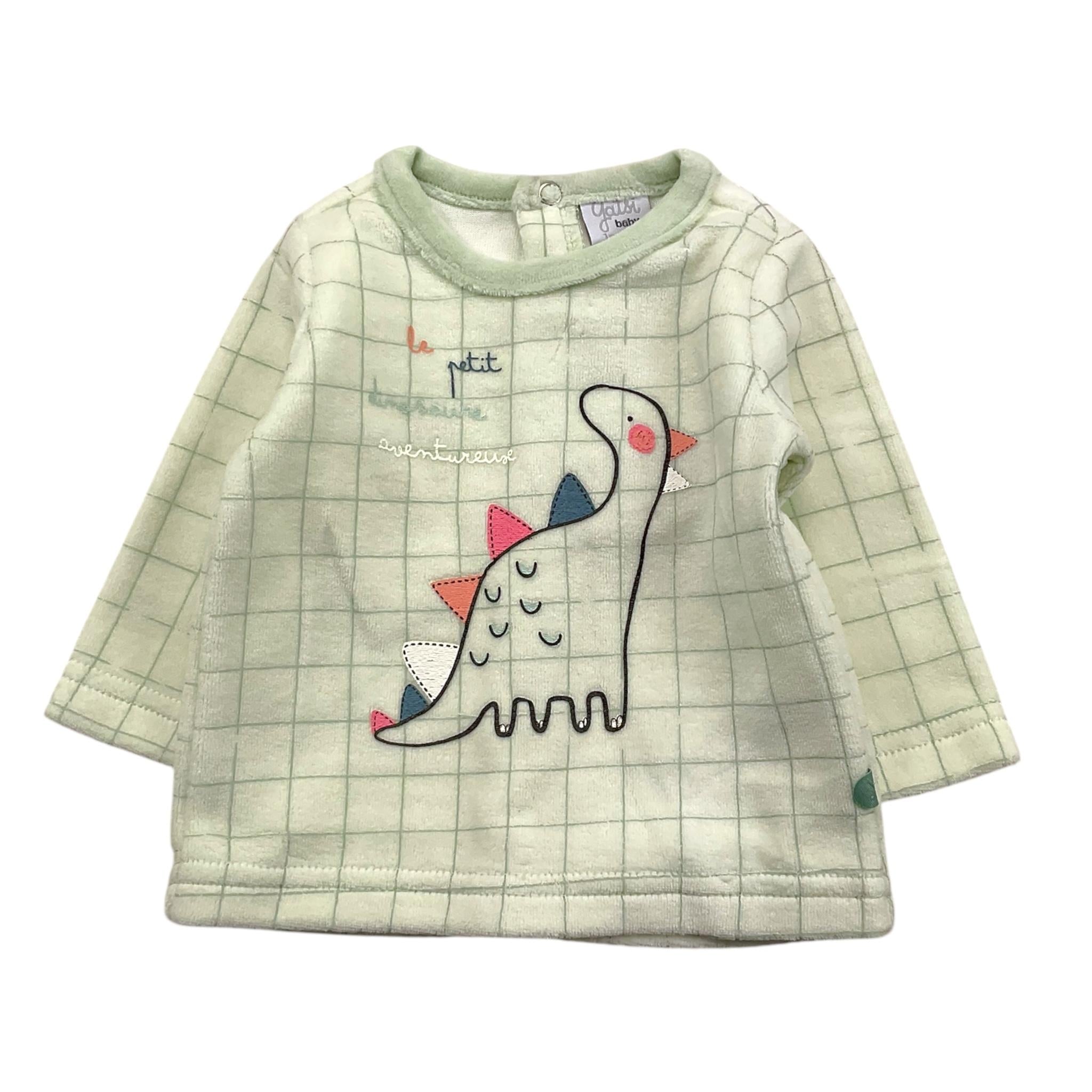 YATSI BABY maglia in velluto tinta unita con stampa Verde per Neonato 24200209 VERDE YATSI BABY 
