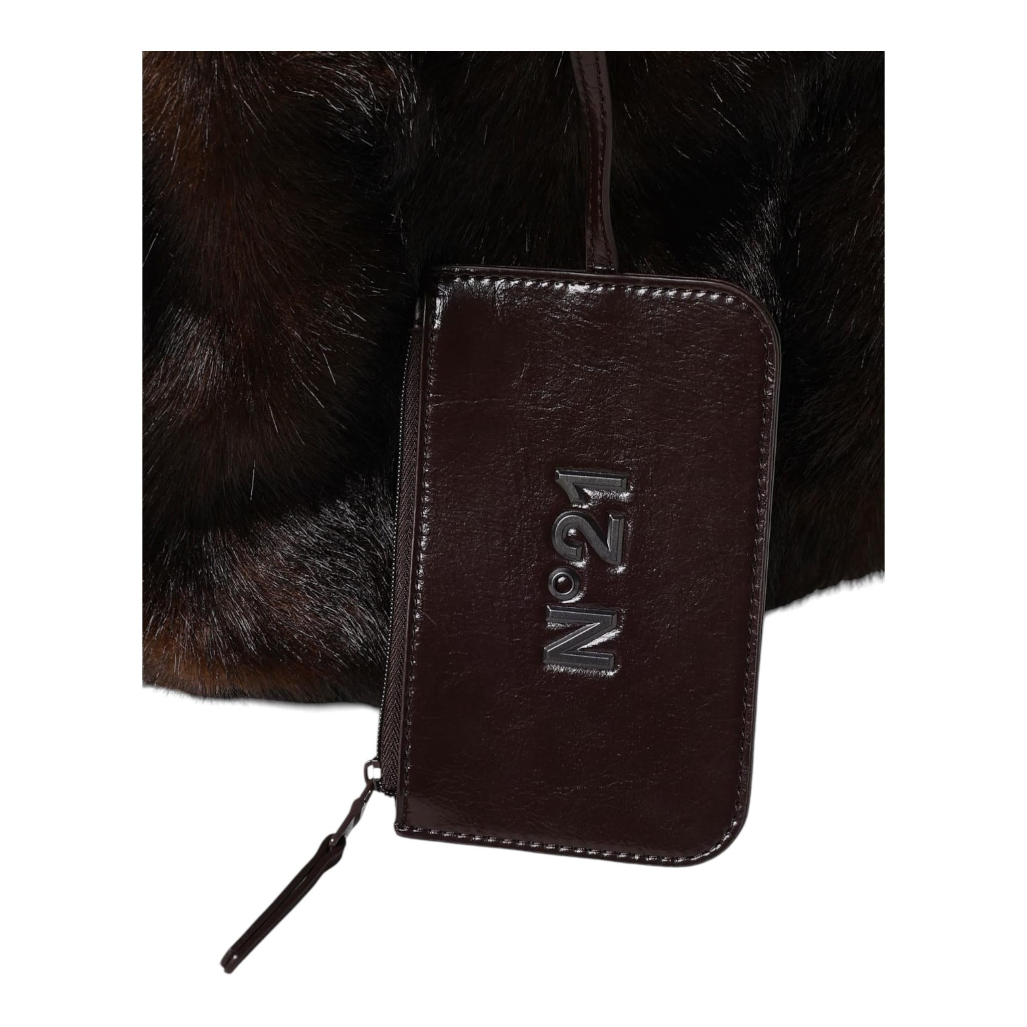 N°21 borsa in pelliccia tinta unita Marrone per Bambina N21A37 MARRONE N°21 