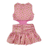 Lu Lu By Miss Grant Abito Tinta Unita Giromanica con Fantasia Fiori per Bambina LL3662 ROSA LU LU BY MISS GRANT 