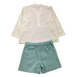 Babidu 2 Piece Set Shirt-Bermuda Two-Tone White/Aqua Green For Baby Girl