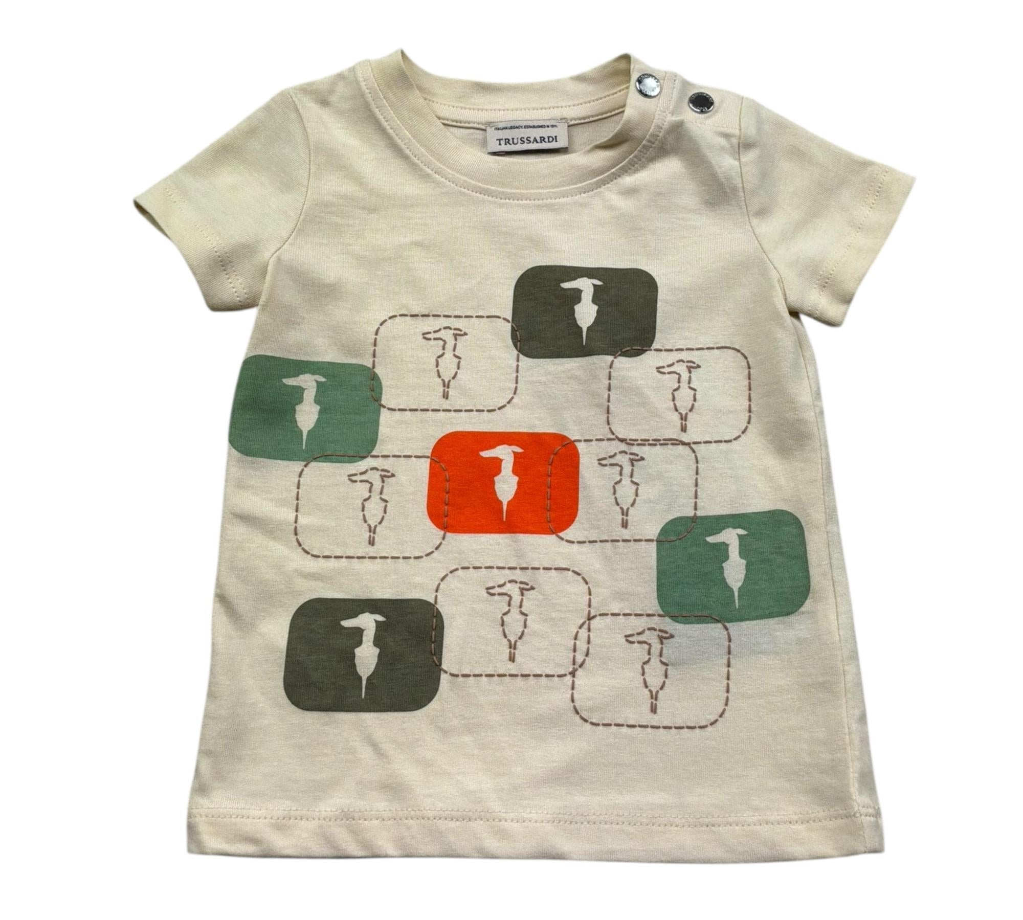 Trussardi T-Shirt Girocollo Tinta Unita con Stampe per Neonato TIP26047TS BEIGE TRUSSARDI 