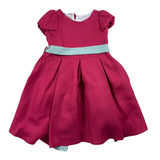 Croquettes Dress Half Sleeve Solid Color With Contrast Belt Fuchsia For Girls