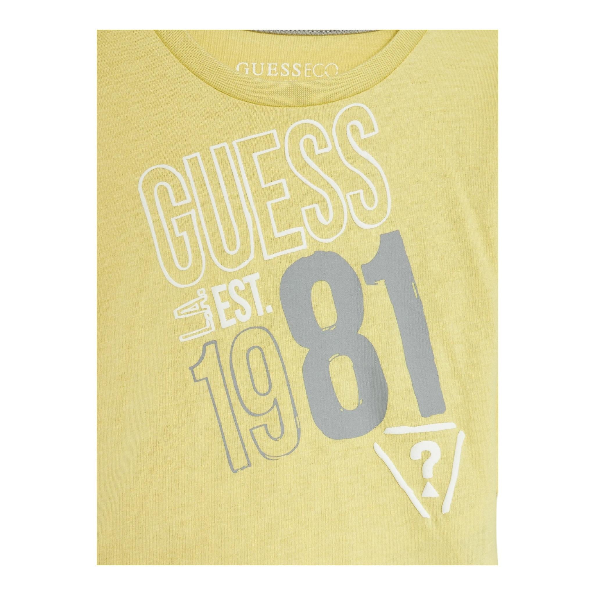 GUESS shirt girocollo tinta unita con stampa in contrasto Giallo per Neonato N4BI18I3Z14N GIALLO GUESS 