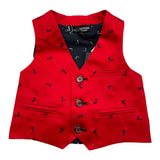 Jeckerson Solid Color Waistcoat With Red Logo Prints For Newborn