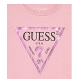 Guess T-Shirt Tinta Unita Girocollo con Stampa per Bambina H73I56K8HM0 ROSA GUESS 