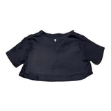 Dondup Camicia Modello Crop Tinta Unita Mezza Manica per Neonata DFCA038N BLU DONDUP 