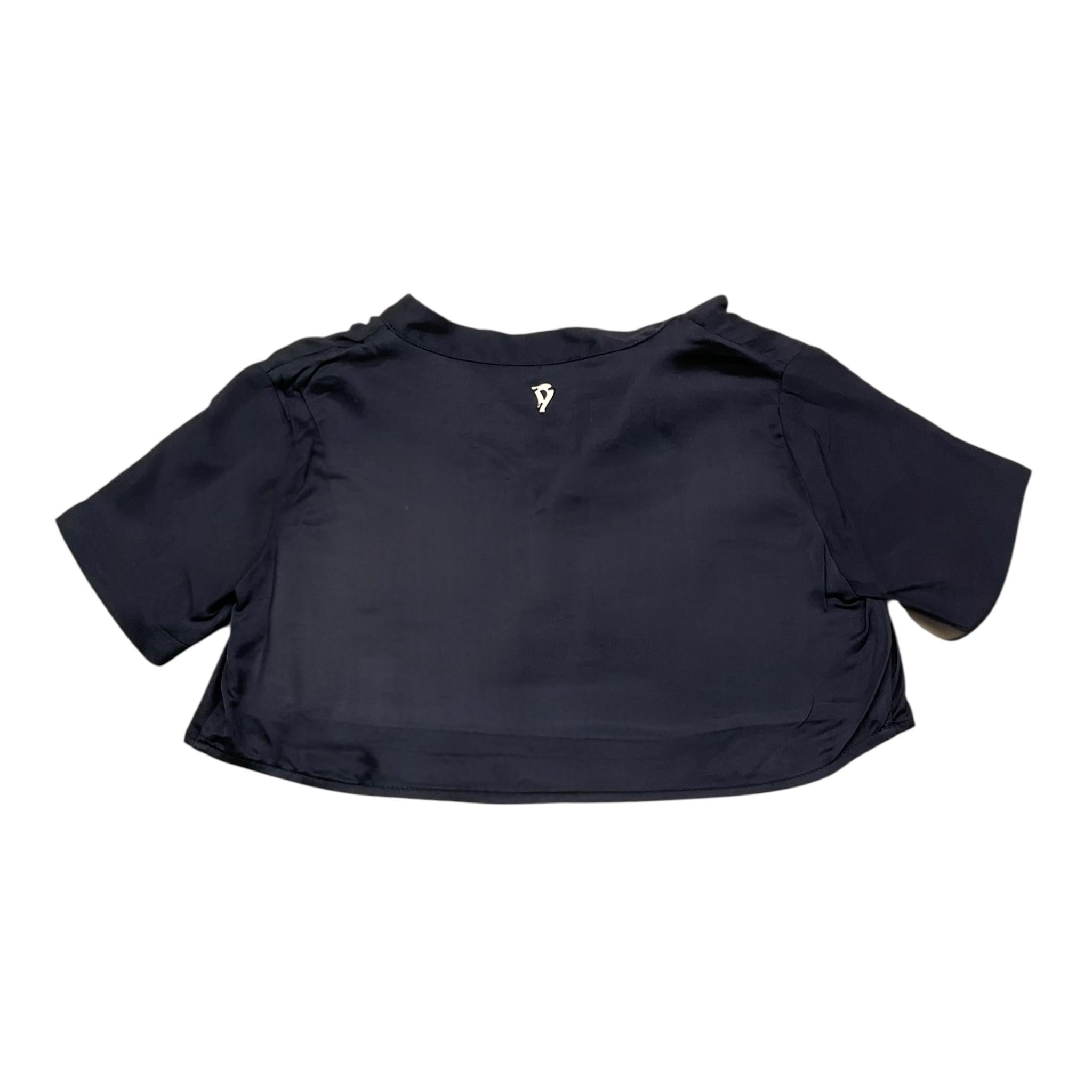 Dondup Camicia Modello Crop Tinta Unita Mezza Manica per Neonata DFCA038N BLU DONDUP 