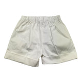 The Owl Bermuda Solid Color With Elastic Waist White For Newborn