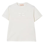 Elisabetta Franchi T-Shirt Girocollo Tinta Unita con Logo per Bambina EFTS231XX PANNA ELISABETTA FRANCHI 