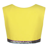 Marc Ellis Yellow Sequined Solid Color Crew Neck Top For Girls