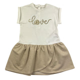 Chicco Half Sleeve Dress With Contrast Skirt White/Beige For Newborn
