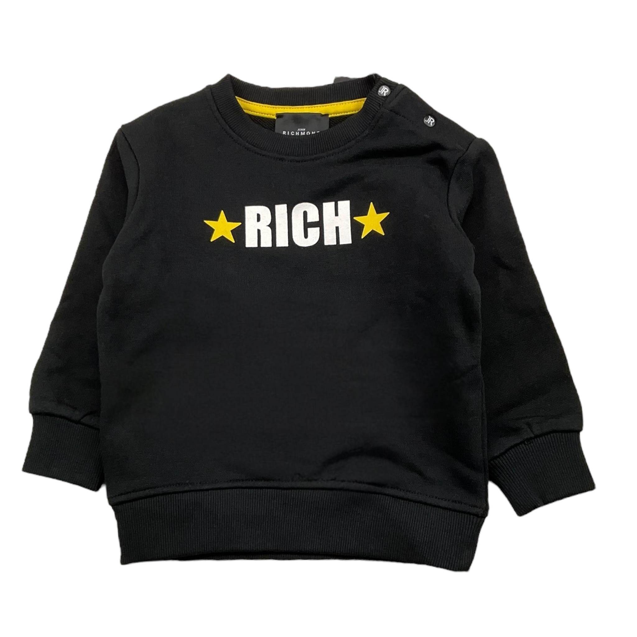 JOHN RICHMOND felpa girocollo tinta unita con stampa Nero per Neonato RIA24064FE NERO JOHN RICHMOND 