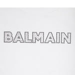 Balmain T-Shirt Girocollo Tinta Unita con Brillantini per Bambina BS8B61 BIANCO BALMAIN 