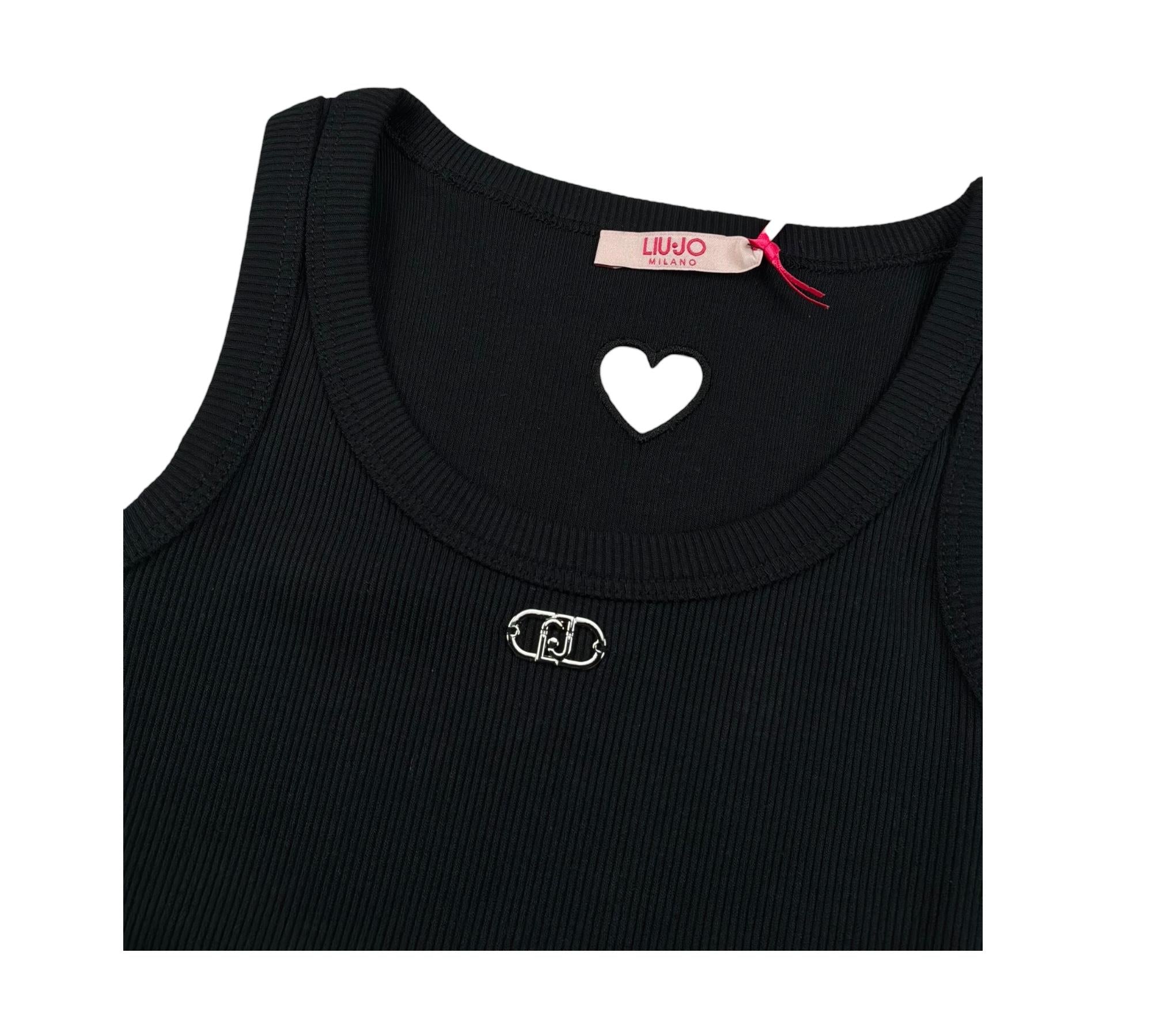 Liu Jo Canotta Tinta Unita con Traforo A Forma di Cuore per Bambina GA5199X NERO LIU JO 