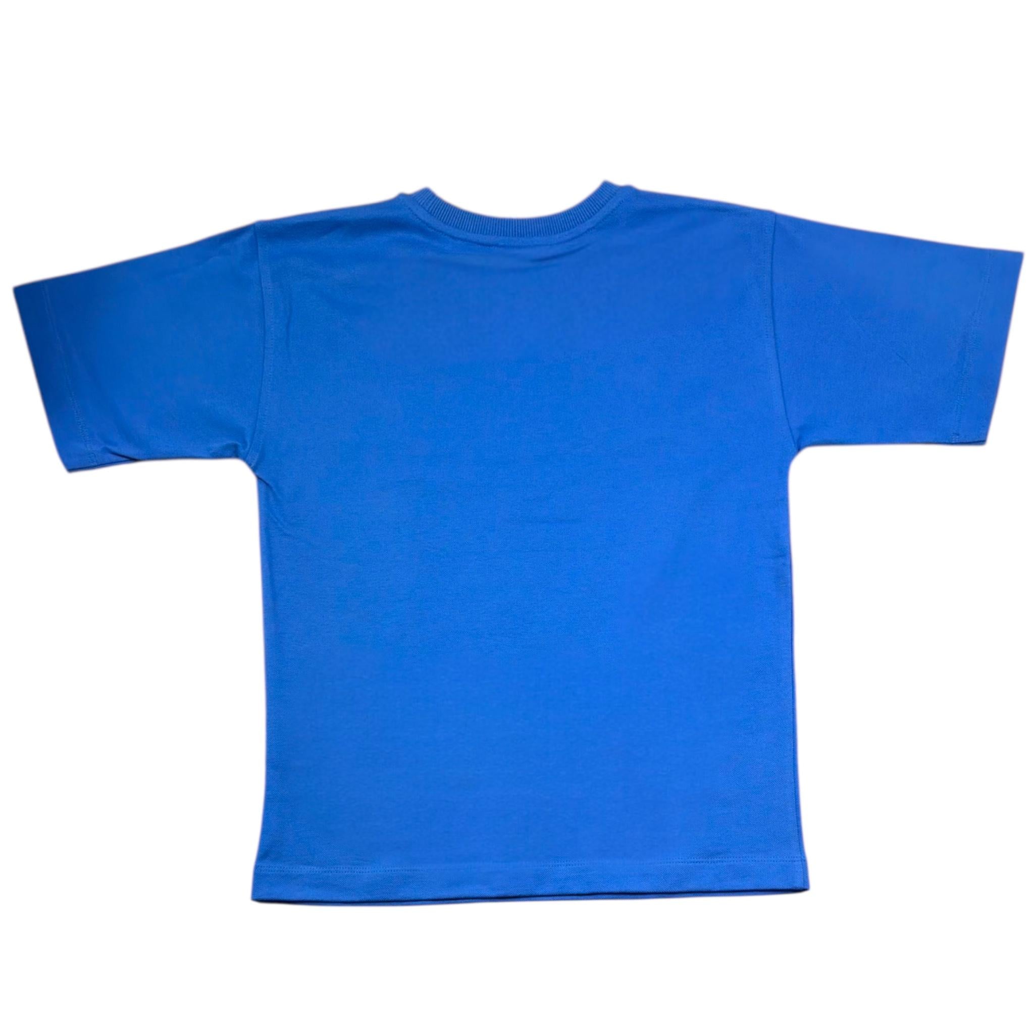 Moschino T-Shirt Girocollo Tinta Unita con Stampa per Bambino HYM03S COBALTO MOSCHINO 