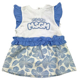 Msgm Two-Tone Dress Half Sleeve With White Pattern For Baby Girl