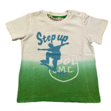 Emc Two-Tone Crew Neck T-Shirt White/Green Fantasy Print for Newborns
