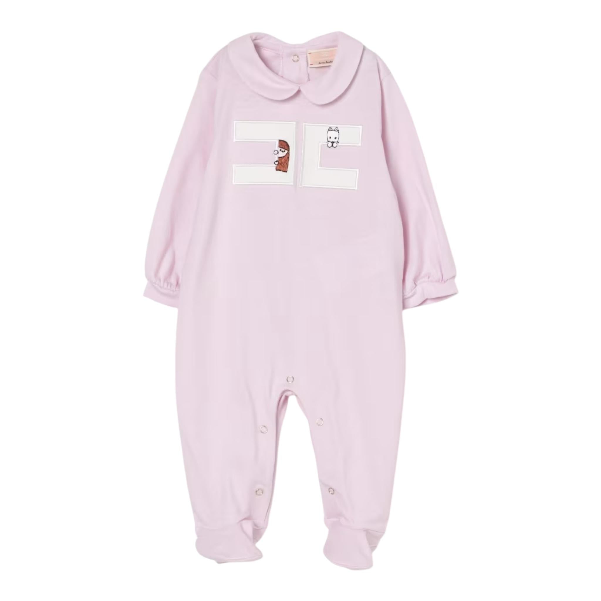 Elisabetta Franchi Tutina Manica Lunga Tinta Unita con Ricami per Neonata ENTU131 ROSA ELISABETTA FRANCHI 