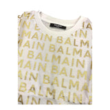 Balmain T-Shirt Crew Neck Solid Color With White Logo Prints For Girls