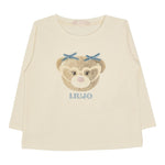 LIU JO shirt girocollo tinta unita con stampa in contrasto Panna per Neonata KF4068X PANNA LIU JO 