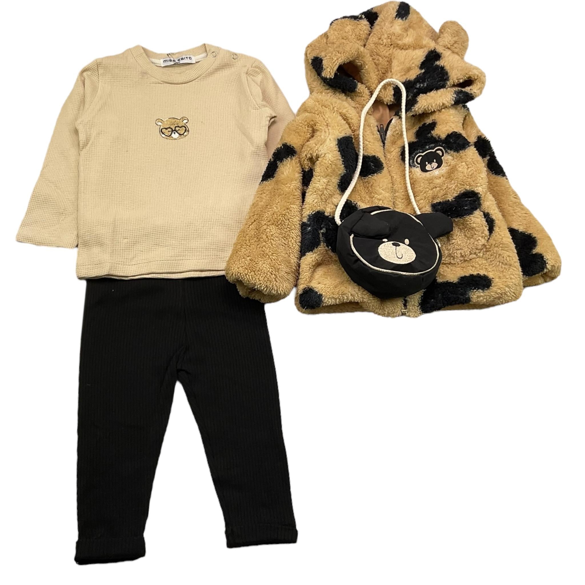 EBITA completo 3 pezzi pelliccia-shirt-pantalone Beige per Neonata 3537 BEIGE EBITA 