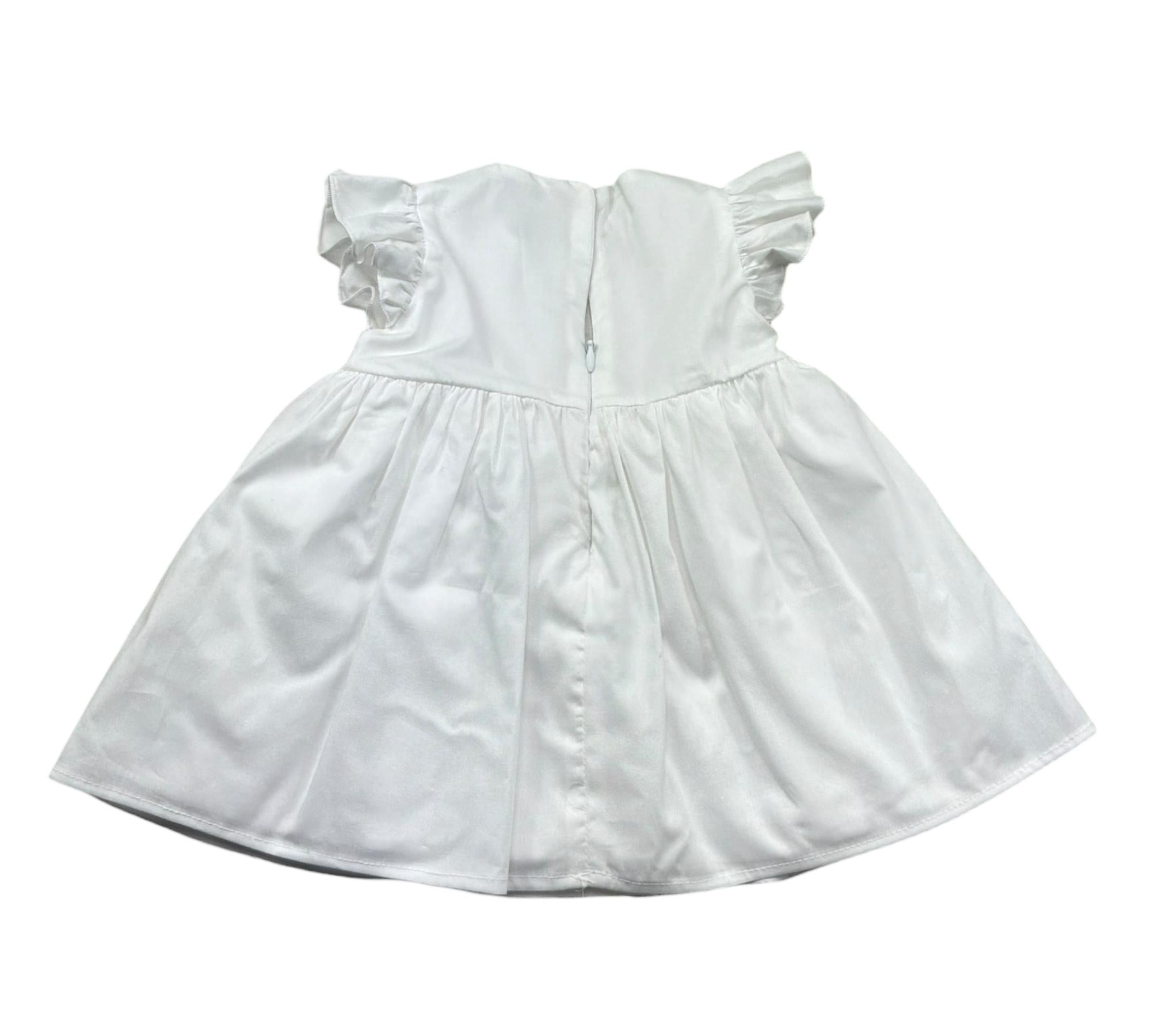 Le Bebe Abito Mezza Manica Tinta Unita con Ricami per Neonata LBG6254 BIANCO LE BEBE 