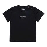 Dsquared2 T-Shirt Girocollo Tinta Unita con Stampa per Neonato DQ2853X NERO DSQUARED2 