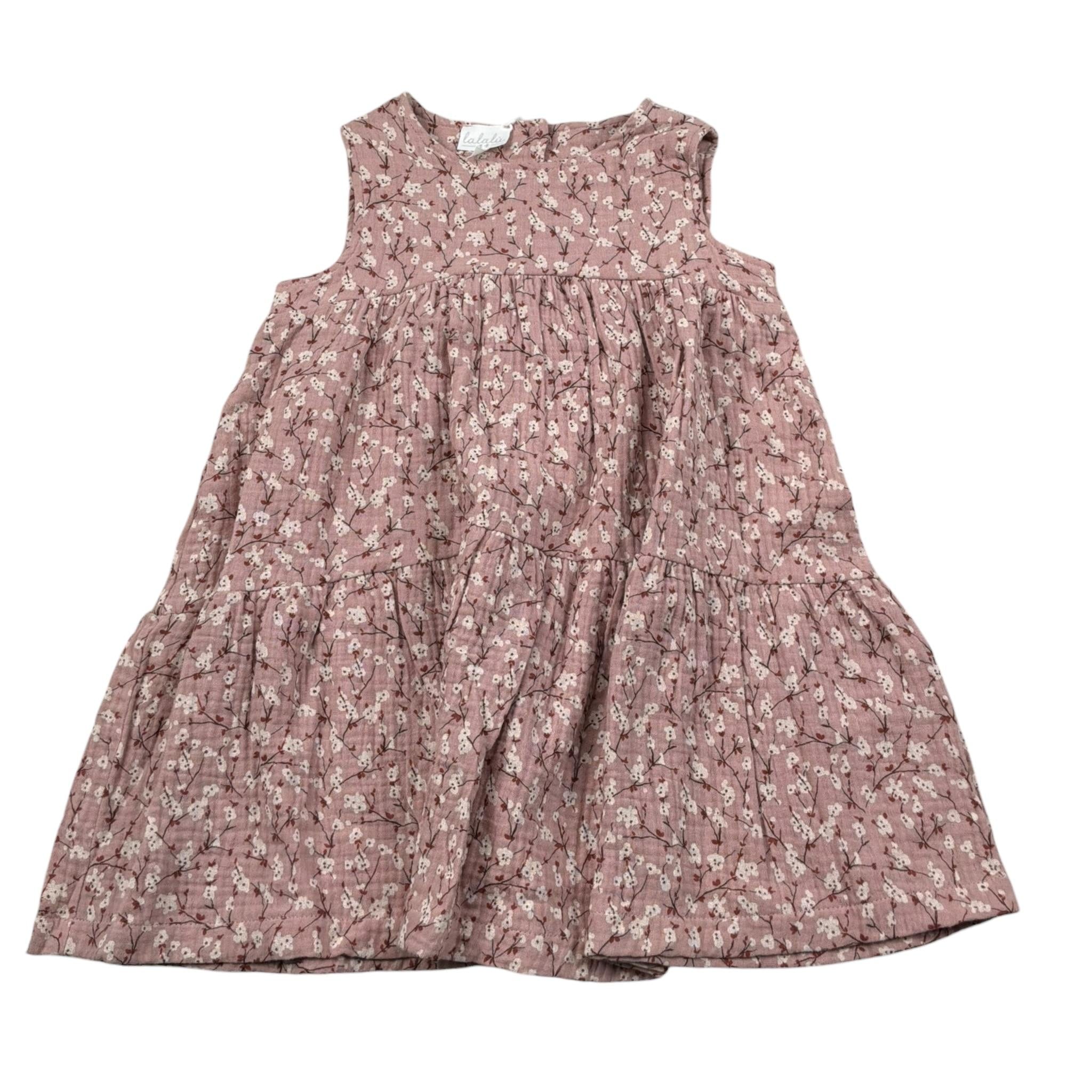 Lalalu' Abito Giromanica tinta unita Stampa Floreale Rosa per Bambina VTL0021IB ROSA LALALU' 