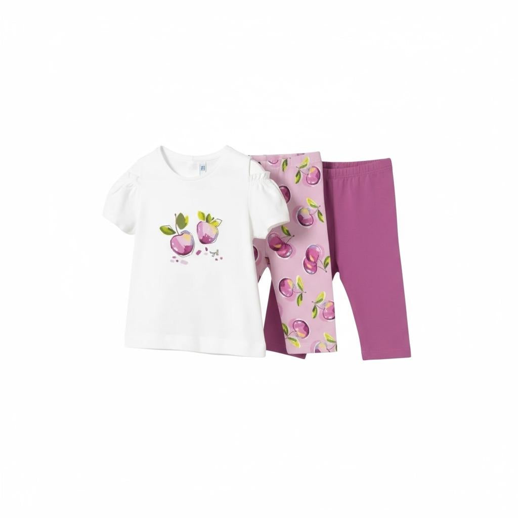 Mayoral Completo 3 Pezzi T-Shirt- 2 Leggins per Neonata 1740 BIANCO MAYORAL 