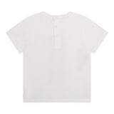 Carre'Ment Beau T-Shirt Crew Neck Solid Color With Contrast Print White For Newborns