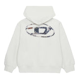 DIESEL felpa tinta unita con zip e cappuccio Bianco per Bambino J02001 BIANCO DIESEL 