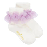 Angel'S Face Plain Tulle Socks White/Purple For Baby Girl