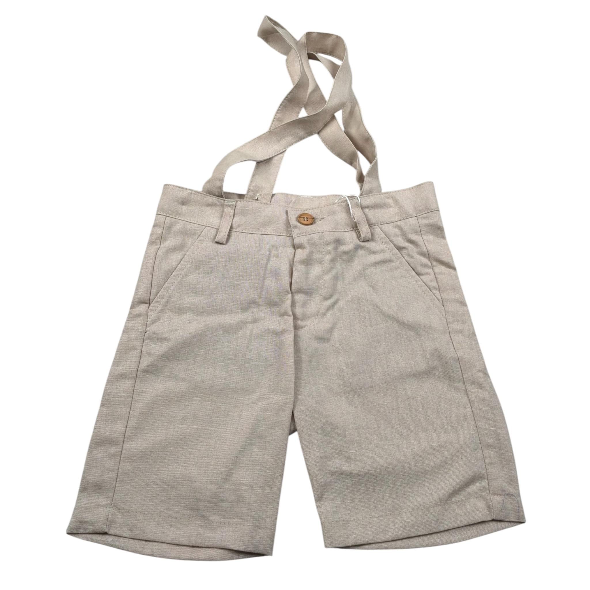 New Gereration Bermuda tinta unita con Bretelle Beige per Bambino 51393 BEIGE NEW GERERATION 